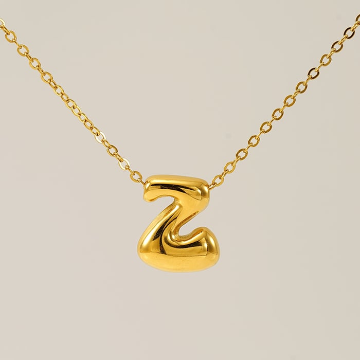 1 Piece Simple Series Daily Letter Z Titanium Steel  Gold Color Unisex Pendant Necklaces 